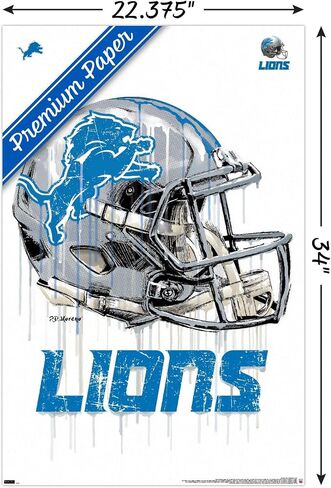 Trends International NFL Detroit Lions - Drip Helment 20 Wall Poster ، 22.375 "× 34" ، Premium Poster & Clip Bundle in Saudi Arabia