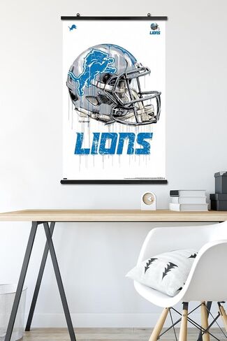 Trends International NFL Detroit Lions - Drip Helment 20 Wall Poster ، 22.375 "× 34" ، Premium Poster & Clip Bundle in Saudi Arabia