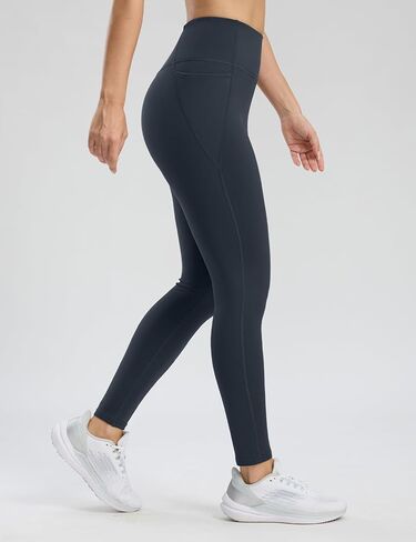 Seamaid Women's Fleece Lined Leggings 27" Water Resistant Thermal Winter Running Hiking Pants with Pockets High Waisted Black XS in Kuwait