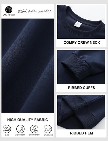سويت شيرت COZYPOIN برقبة دائرية للرجال بأكمام طويلة ومريح وجيد التهوية وخفيف الوزن للتمارين الرياضية، بلوفر كاجوال أساسي in Kuwait