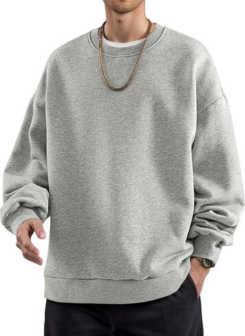 COZYPOIN Crewneck Sweatshirt for Men Long Sleeve Comfort Breathable Midweight Workout Casual Pullover Basic Sweatshirts in Kuwait