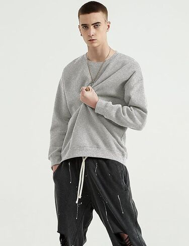 COZYPOIN Crewneck Sweatshirt for Men Long Sleeve Comfort Breathable Midweight Workout Casual Pullover Basic Sweatshirts in Kuwait