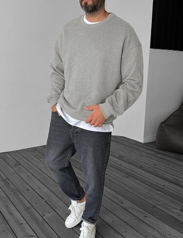 COZYPOIN Crewneck Sweatshirt for Men Long Sleeve Comfort Breathable Midweight Workout Casual Pullover Basic Sweatshirts in Kuwait