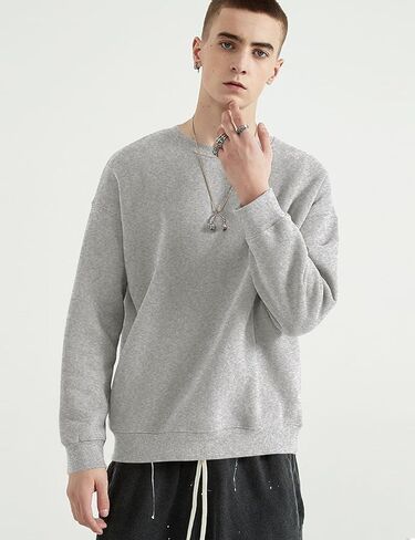 COZYPOIN Crewneck Sweatshirt for Men Long Sleeve Comfort Breathable Midweight Workout Casual Pullover Basic Sweatshirts in Kuwait