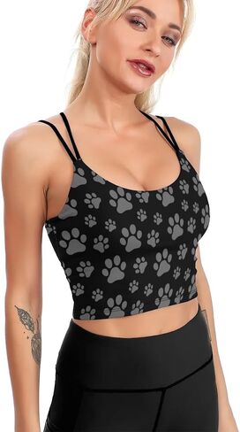 Workout Tops for Women Padded Sports Bra Crop Top Camisole Yoga Tank Top with Built in Bra Activewear Fitness Gym in Kuwait