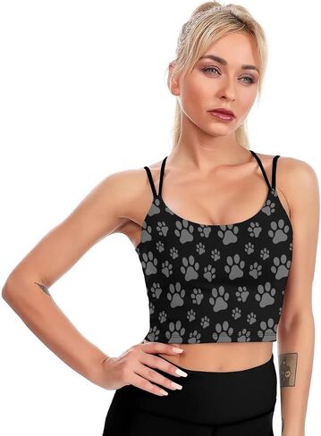 Workout Tops for Women Padded Sports Bra Crop Top Camisole Yoga Tank Top with Built in Bra Activewear Fitness Gym in Kuwait