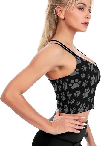 Workout Tops for Women Padded Sports Bra Crop Top Camisole Yoga Tank Top with Built in Bra Activewear Fitness Gym in Kuwait