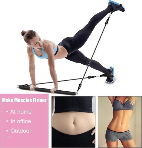 Home-Gym-Systems-Pies-Pilets Bar Kit مع نطاقات المقاومة-التدريب على القوة الأساسية متعددة الوظائف (صالة الألعاب الرياضية المنزلية) in Kuwait