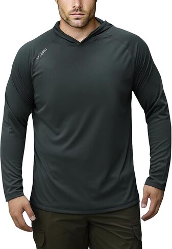 LOOGU Men's UPF 50+ Sun Protection Hoodie Shirt Long Sleeve Rash Guard SPF T-Shirts for Fishing Hiking in Saudi Arabia