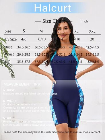 بدلة سباحة نسائية رياضية من قطعة واحدة من Halcurt بطول الركبة Boyleg Racerback رياضية متواضعة in Kuwait