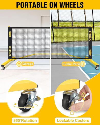 Pickleball Net with Wheels, Pickle Ball Net Portable Outdoor with 22ft Regulation Size Net, Court Markers, Durable Frame PE Knited Pickleball Practice Net System for Backyard Driveway in Saudi Arabia