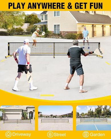 Pickleball Net with Wheels, Pickle Ball Net Portable Outdoor with 22ft Regulation Size Net, Court Markers, Durable Frame PE Knited Pickleball Practice Net System for Backyard Driveway in Saudi Arabia