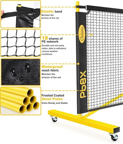 Pickleball Net with Wheels, Pickle Ball Net Portable Outdoor with 22ft Regulation Size Net, Court Markers, Durable Frame PE Knited Pickleball Practice Net System for Backyard Driveway in Saudi Arabia