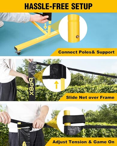 Pickleball Net with Wheels, Pickle Ball Net Portable Outdoor with 22ft Regulation Size Net, Court Markers, Durable Frame PE Knited Pickleball Practice Net System for Backyard Driveway in Saudi Arabia