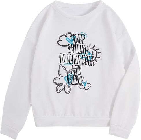 Girl's Cartoon Grapher Shirtshirt Long Sleeve Crewneck Pullover Tops Cute Fall Topits in Saudi Arabia