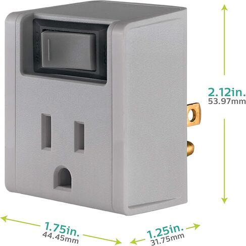 Philips Grounded Outlet Extender, On/Off Power Switch with Integrated Circuit Breaker, 3 Prong, Easy to Install, For Indoor Lights and Small Appliances, Space Saving Design, 1 Pack, Gray, SPP1129GR/37 in Saudi Arabia