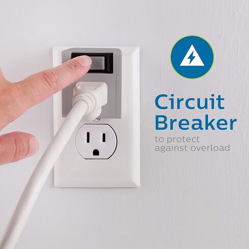Philips Grounded Outlet Extender, On/Off Power Switch with Integrated Circuit Breaker, 3 Prong, Easy to Install, For Indoor Lights and Small Appliances, Space Saving Design, 1 Pack, Gray, SPP1129GR/37 in Saudi Arabia
