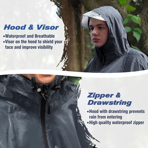 معطف مطر مضاد للماء من Anyoo، قبعات مطر للدراجة خفيفة الوزن وصغيرة الحجم وقابلة لإعادة الاستخدام للبالغين in Kuwait