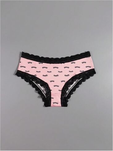 WDIRARA Women's Plus Size 3 Pack Gothic Print Hipster Panties Lace Trim Spooky Low Rise Triangle Briefs in Saudi Arabia