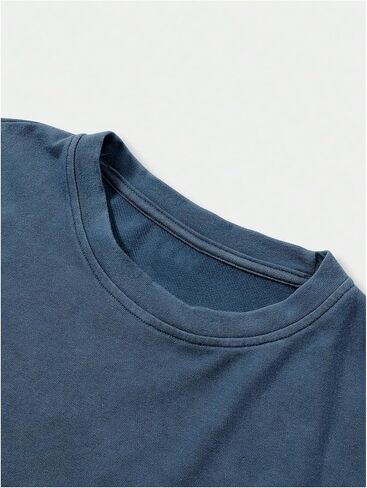Men's Graphic Tees Drop Shoulder Crew Neck Loose Letter Print Tshirt Vintage Short Sleeve Summer Tops in Saudi Arabia