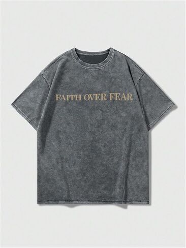 Men's Graphic Tees Drop Shoulder Crew Neck Loose Letter Print Tshirt Vintage Short Sleeve Summer Tops in Saudi Arabia