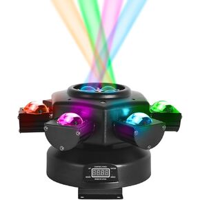 150W Moving Head DJ Light RGBW LED Party Light Stage Light with DMX512 and Sound Activated with 6 Light Arms for Party Disco Club Wedding