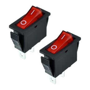 2 Pin 2 Position Boat Shaped Rocker Switch, KCD3-101 ON/Off Snap in Toggle Switch, AC 250V/15A 125V/20A Red Rocker Switch Toggle for Car Auto Boat Household Appliances (2 Pack)