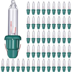 Mudder 50 Pcs Replacement Mini Light Bulbs Christmas Tree 2.5 V Incandescent String Light Bulbs Glass Lights with Base Indoor Outdoor Xmas Decor, 0.17 Ampere, 0.425 Watt (Clear,Green)
