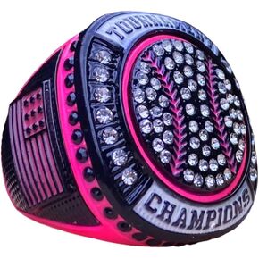 Legacy Rings 1 or 12 Pack Bright Pink Softball Baseball Championship Trophy Ring Women's Award for Tournament Champion or Finalist