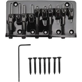 5 String Bass Bridge, Hardtail Saddle Bridge Adjustable Saddle for Bass Guitars Replacement (Black)