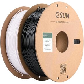 eSUN PETG Filament 1.75mm, 3D Printer Filament PETG, 1KG per Spool, 2 Spools 3D Printing Filament for 3D Printers, Solid Black + Solid White