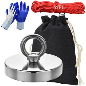 Strong Fishing Magnet Rare Earth Magnets Fishing Kit with 20m(64 Ft) Durable Rope for Fishing and Magnetic Recovery Salvage (165LB)