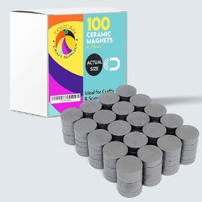 Ceramic Magnets – 100 Round Discs (.7" x .2") for Science Projects and Crafts – Industrial Strength for use in School, Work, and Home