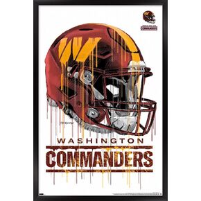 Trends International NFL Washington Commanders - Drip Helmet 22 Wall Poster, 14.725" x 22.375", Black Framed Version