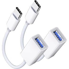 USB C to USB 3.0 Adapter [2 Pack], USB C Male to USB Female OTG Cable Thunderbolt3 to USB Adapter Compatible with MacBook Pro/Air, iPhone 16 Pro Max/16 Plus/16/15, Galaxy S24/S23/S22/S21