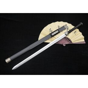 LOONGSWORD Chinese Sword/Han jian/Medium Carbon Steel Blade/Solid Wood Scabbard/Alloy Fittings