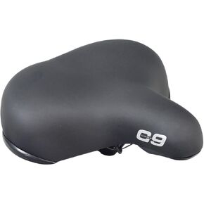 AlveyTech 11" x 12-1/4" Cloud-9 Support XL Saddle Seat for Bike - Black, Dual Coil Suspension, Wide Oversized for Cruiser and Beach Style Bikes, Extra Plush Comfort Bicycle Seats for Men and Women