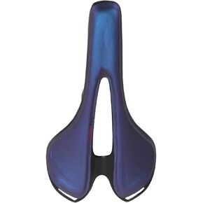 Saddle, 3K Carbon Fiber Hollow Breathable Design Saddle Seat Cushion for Cycling (Blue)