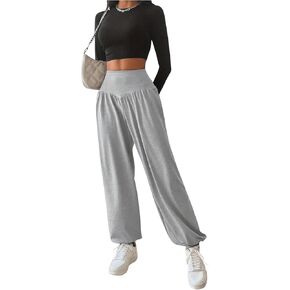 Milumia Girl's Elastic High Waist Sweatpants Loose Fit Athletic Jogger Pants
