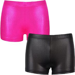 Girls Dance Shorts Girls' Sparkle Dance Tumbling Athletic Gymnastics Shorts – 2 Pieces