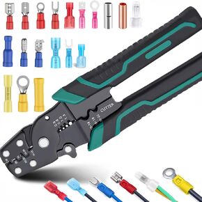 smseace Wire Crimping tool Wire crimper,stripper and cutterfor insulated/Bare/Heat Shrink connectors(22-10 AWG) Multifunctional stripping crimping pliers Wire stripper and crimping tool
