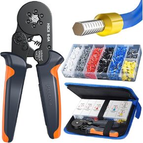 Ferrule Crimping Tool Kit with 1900PCS Wire Connectors, Preciva Hexagonal AWG23-10 Sawtooth Self-Adjustable Ratchet Wire Terminals Crimper Kit