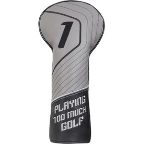 Golf Club Head Covers Driver Fairway Wood Hybrid Blade Mallet Putter Golf Club Headcover Protector Print Leather (Grey-Driver)