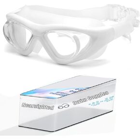 Nearsighted Swim Goggles -2.0D to -5.0D,Anti Fog Shortsighted Swimming Glasses with Earplugs No Leak/UV400 Protection