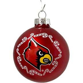 NCAA Louisville Cardinals Candy Cane Glass Ball Ornament