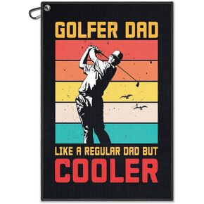 Golfer Dad Like A Regular Dad But Cooler Golf Towel, Funny Golf Towels for Golf Bags for Men, Golf Dad Gifts, Golf Gifts for Dad, Golf Accessories for Men, Fathers Day Birthday for Dad Golfer