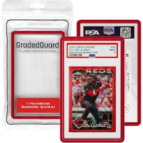 Graded Card Guard Case for Standard PSA Slab Case | Transparent Deep Colors | High Gloss Finish | Stackable | Made to Fit PSA | Solid TPU and PC Design (Ruby)