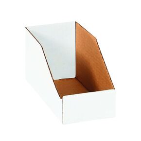 Ship Now Supply SNBINBIN49 Open Top Bin Boxes, 4.5" Height x 9" Length x 4" Width, White (Pack of 50)