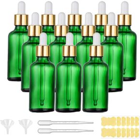 Green Glass Dropper Bottle 1.75 oz, Tincture Bottles with Glass Dropper, for Essential Oils, Aromatherapy, Cosmetic, Laboratory, Pharmacy, Liquids,Stronger Suction ideal for Leakproof Travel