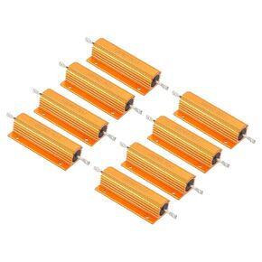 PATIKIL 100W 2.5 Ohm Aluminum Shell Resistor, 8 Pack Aluminum Housing Resistor Housed Case Wirewound Resistors Screw Tap Power Resistor 5% Tolerance, Golden